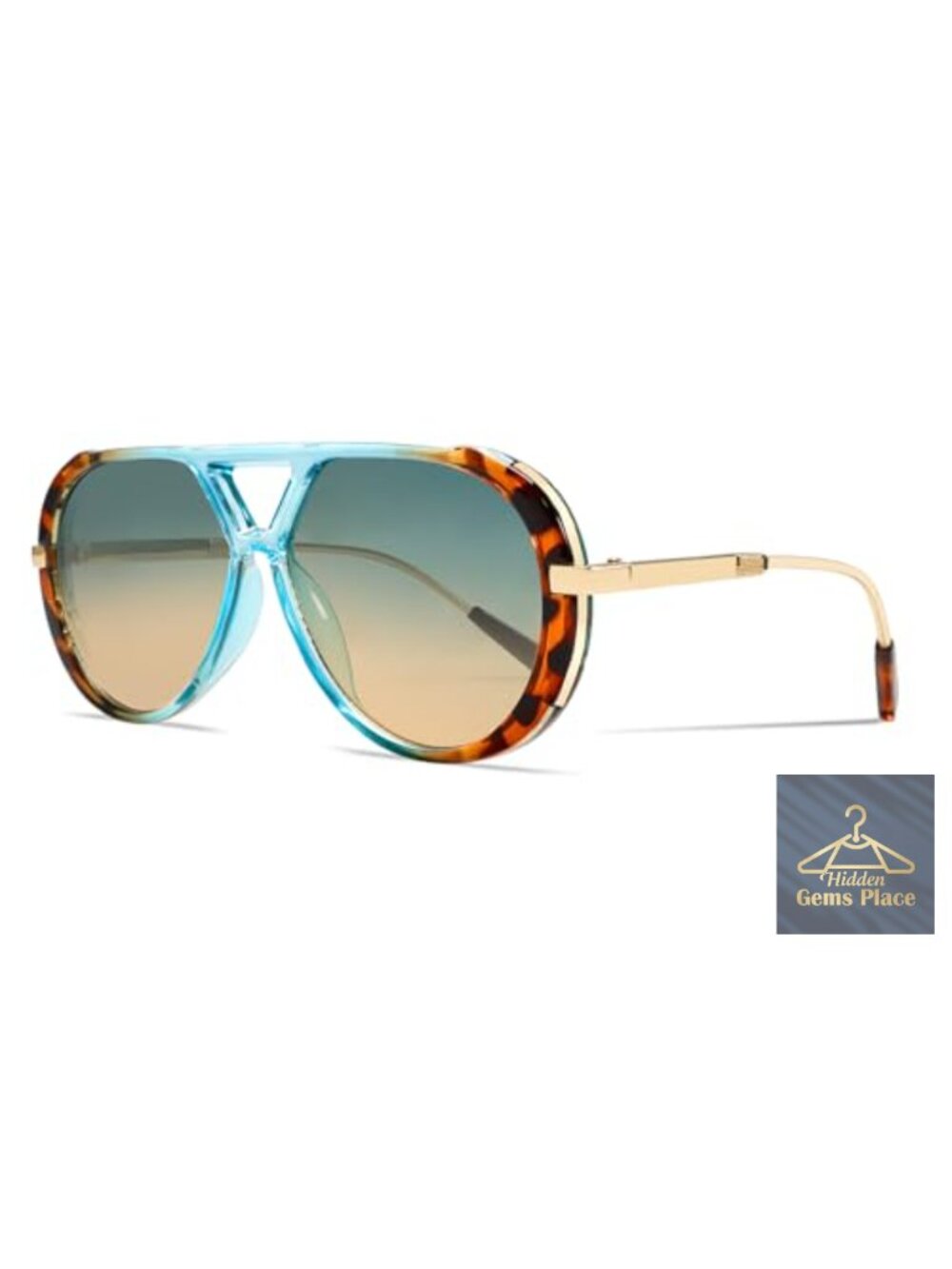 Retro Oversized Aviator Sunglasses with Gold Metal Frame UV Protection